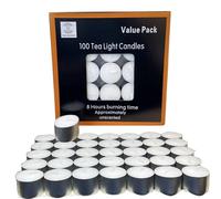 Requisite Needs 100 Tea Light Candles 8 Hour Burn Time White Unscented