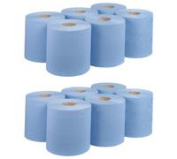 REQUISITE NEEDS 12 Blue CENTREFEED Rolls 2 PLY Paper Towels Hand Towel Tissue Premium Quality Wall Mounted Lockable Rolls 100m
