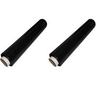 REQUISITE NEEDS 400mm X 250M Pallet Stretch Shrink Wrap - Black | Long Roll of Heavy Duty Packaging Cling Film | Shrink Plastic for Moving House (Pack of 2)