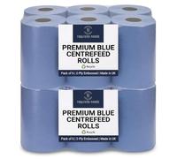 Requisite Needs Blue Centrefeed Paper Tissue Rolls, Pack of 12 Rolls, Embossed Multipurpose 2-Ply Laminated Kitchen Towel for Home & Commercial Cleaning