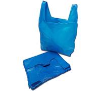 Requisite needs Blue Plastic Vest Carrier Bags, (Pack of 200) Gift Bags, Lunch Bags, Shopping Bags, Takeaway Bags (11x17x 21inch)