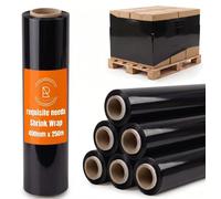 REQUISITE NEEDS Heavy Duty Shrink Wrap Roll 400MM x 250M - Clear & Black - Multi Pack Sizes (1, 2, 6 Rolls) (Black, Pack of 6)