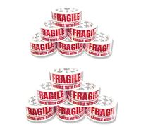 REQUISITE NEEDS Heavy Duty Strong Packaging Tape, Great For Packing, Shipping & Moving, 12 Rolls (48mm x 66m) For Industrial and House Hold Uses (Fragile)
