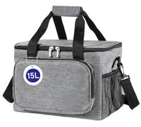 REQUISITE NEEDS Lunch Bag Insulated Picnic Bag 15L Large Cooler Bag Lunch Bag For Lunch/Work/School/Beach/Picnic (Grey)