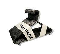 REQUISITE NEEDS Pack of 100 Adult Coat Hangers of Strong Plastic and Durable for Clothes Rails and Closets, Hooks, and Lips Space Saving Hanger for Coats and Suits with Trouser Bars
