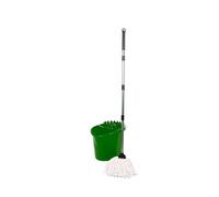 REQUISITE NEEDS Professional Heavy Duty Mop and Bucket Set with Wringer, Two Cotton Mop Heads, 16L Bucket, Green