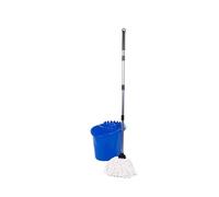 Requisite Needs Professional Mop and Bucket Set Heavy Duty with Wringer and Two Traditional Cotton Mop Heads for Cleaning Floors -Mop Bucket Capacity 16L with Pouring Lip (Blue)