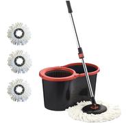 Requisite Needs Smart Spin Mop and Bucket Set - Black edition - Anti-splashing Strong And Sturdy Material - Easy Floor Moping System - 1x Bucket + 3 Replacement Mop Heads - 13 Liter (Mop + Bucket)