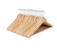 REQUISITE NEEDS Strong Wooden Coat Hangers Brown Strong Shoulder Notches Wardrobe Wooden Garments Hangers Made By Natural Wood and Non-Slip Trouser bar (Pack of 20)