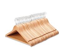 REQUISITE NEEDS Strong Wooden Hangers Brown Strong Shoulder Notches Wardrobe Wooden Garments Hangers Made By Natural Wood and Non-Slip Trouser bar (Pack of 40)