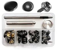 RERI 15 mm Black Press Studs, Snap Fasteners, 12 Count, Metal, Cap Head Style, Sewing, Canvas, Tarpaulins, Boat Covers