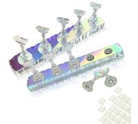 REROON 2 Set Magnetic Nail Holder for Display Painting with Reusable Adhesive Putty| Practice Manicure Tools for Fake Nails & Sand Art | Design Kits for Home DIY Salon Supplies | Aurora White