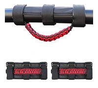 RERPRO ATV SXS Golf Cart UTV Roll Bar Grab Handles for 1.5"-2" Roll Cage | Durable Paracord Hand Grip, for Bumpy Roads/Cab Entry, for Polaris RZR Mavericks Mule Honda Pioneer UForce, 1 Pair Red