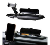 RERPRO Dash Phone Mount Holder Compatible with 2018-2023 Jeep Wrangler JL 2/4 Door Gladiator JT Accessories Center Console Storage Box Dashboard Tray with Cover, Not for 4XE, 1 Pack Black
