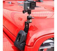 RERPRO for GoPro Action Camera Mount Holder for 2018-2025 Jeep Wrangler JL 2/4 Door 4XE Gladiator JT Accessories Hood Latch Mounting Bracket 360° Adjustable Aluminum Black with Ball Mount