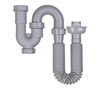 Rersduyt 1 1/4 Inch Kitchen Sink Drain Pipe Kit with Cleanout Plug Anti-Odor, Flexible U-Shaped Drain Pipe Backflow Prevention