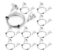 Rersduyt 10 Pcs 6.5 Ft Ceiling Sign Hanger Picture Rail Hanging Suspension Wire Acrylic Board Display Metal Clamp