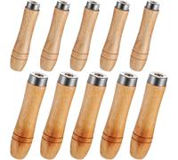 Rersduyt 10 Pcs Wooden File Handle with Strong Metal Collars Medium Large Wood Handles for Screwdriver Hand Drill File Handle