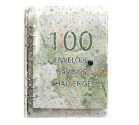 Rersduyt 100 Envelope Challenge Binder Savings Binder for Save 5050 with Cash Envelopes for Budget Planning Green