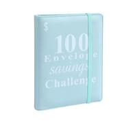 Rersduyt 100 Envelope Money Saving Challenge Binder, Reusable A5 Money Budget Binder Challenges Book Blue