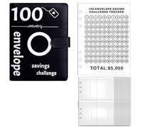 Rersduyt 100 Envelopes Budget Book 100 Envelope Challenge Binder, Money Saving Binder (Black)