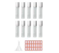 Rersduyt 10Pcs 5ML Roll-on Bottle Small Cosmetic Packing Perfume Bottles Liquid Container Roll-on Bottle for Travel Easy Install Silver