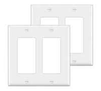 Rersduyt 10Pcs, Decorator Wall Plate 2 Gang Standard Size Outlet Cover for GFCI and USB Receptacles, H4.53inch X .57inch White