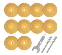 Rersduyt 10Pcs Diamond Cutting Titanium Coating Disc Cut Off Wheels with 2Pcs Mandrel, for Rotary Tool Attachments(25mm)