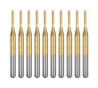 Rersduyt 10PCS Titanium Coat Carbide End Mill Engraving Milling Cutter CNC Router Bits for PCB Machine, 1/8 Inch Shank 1.4Mm