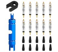 Rersduyt 10pcs Valve Core for Presta,Valve Core Bike Bicycle Replacement with 2 Valve Core Remover Tools&10 Valve Stem Core Caps