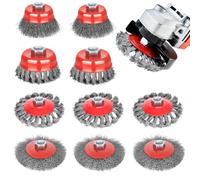 Rersduyt 10pcs Wire Wheel for 4 1/2 Angle Grinder Wire Wheel Brush Cup Set with Threaded Arbor Angle Grinder Wire Wheel for Rust