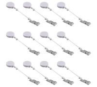 Rersduyt 12 Pcs Badge Reel Beadable DIY Badge Reel Kit for Beads Blank Bar with Belt Clip, White