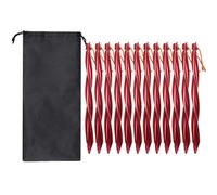 Rersduyt 12X 25cm Outdoor Tent Pegs Ground Nails with Storage Bag Windproof Nails Camping Accessories Tent Fastening Red