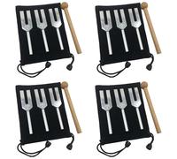 Rersduyt 12x Angel Tuning Fork Set - 4096 Hz, 4160 Hz, 4225 Hz - Therapeutic Instrument Set with Wooden Strike and Storage Bag
