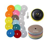 Rersduyt 13pcs Diamond Polishing Pads Set,50-8000 Grit Pads,Wet/Dry Polish Kit with Backer Pad for Drill Grinder Rock Polisher