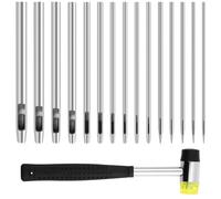 Rersduyt 15-Piece Hole Punch Set, Leather Punch Set,0.5 mm to 6 Mm, Round Steel Hollow Punch Set with 1 Rubber Hammer,for Leather