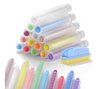 Rersduyt 15Pcs Dustless Chalk Set with Chalkboard Eraser, Colored Chalk with Holder,Color Sidewalk Chalk for Kids, Chalk Paint