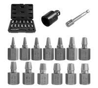 Rersduyt 15Pcs Screw Extractor Set, Stripped Bolt Remover, Bolt Extractor Kit for Removing Broken Rusted Bolts Studs Nuts