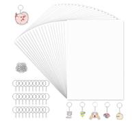 Rersduyt 160Pcs Shrink Plastic Sheets Kit,7.9 X 5.7 Inch Shrink Paper Sheets and Keychains Making Accessories for Kids DIY Craft