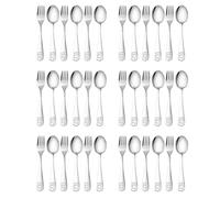 Rersduyt 18X Stainless Steel Child Safety Cutlery Bear Children Spoon and Fork Set Toddler Utensils Metal Cutlery Set