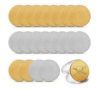 Rersduyt 20 Pieces Blank Coin Threaded Edged 40 mm with Acrylic Protection Box Engravable Pattern Easy to Use (Gold+Silver)