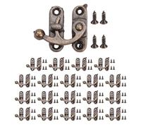 Rersduyt 20PCS Bronze Tone Antique Right Latch Hook Hasp Horn Lock Wood Jewelry Box Latch Hook Clasp