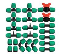 Rersduyt 22 Pieces Drip Irrigation Fittings Kit for 1/2 Inch Pipe, Drip Irrigation Pipe Parts for Sprinkler System
