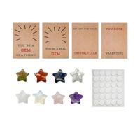 Rersduyt 24Pcs Valentines Cards with Heart-Shape Crystals Valentines Day Heart-Shaped Gemstones with Cards Valentines Day Easy Install