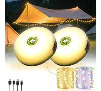 Rersduyt 2Pack Camping String Lights As Camping Essentials Gear Waterproof LED Lantern for Hiking Travel Patio Party 8Mode 32.8FT Hanging Tent Lights