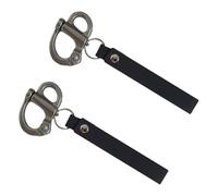 Rersduyt 2pack Mask Quick Release Shackle with Leather Handle for Firefighter, 316 Stainless Steel Fixed Snap Shackle Lanyard