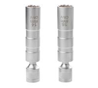 Rersduyt 2pcs 14mm 16mm Magnet Spark Plug Removal Tool Wrench Sleeve 3/8inch 12-Point Swivel Candle Key Socket Kit S