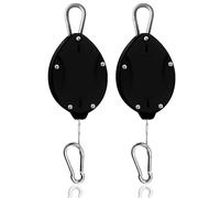 Rersduyt 2Pcs Heavy Duty Retractable Plant Hanger Adjustable Plant Pulley Hook for Garden Flower Baskets and Bird Feeders