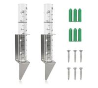 Rersduyt 2pcs Rain Gauges Outdoor, 5 Inch Capacity Glass Rain Gauge with 2 in 1 Stainless Steel Holder Rain Gauge Stake