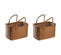 Rersduyt 2X Basket Woven Wicker Baskets Picnic Handle Storage Rattan Market Flower Handles Straw Fruit Gift Shopping Hand Tote